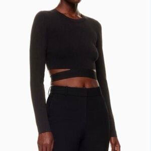 Babaton Aritzia Black Cut Out Crop Blouse
